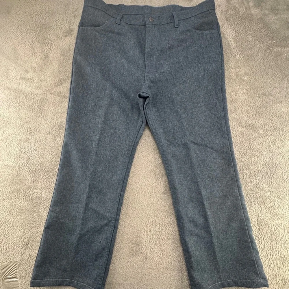 Wrangler Dress Jeans Mens 40x30 Blue Gray Good Heathered Western 82HU Polyester‎